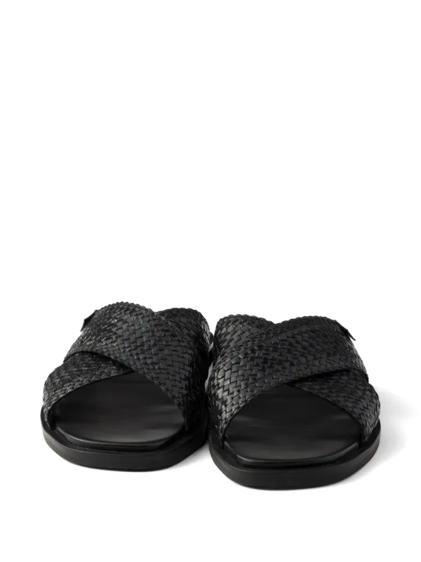 Prada クロスストラップ サンダル | ブラック | FARFETCH JP