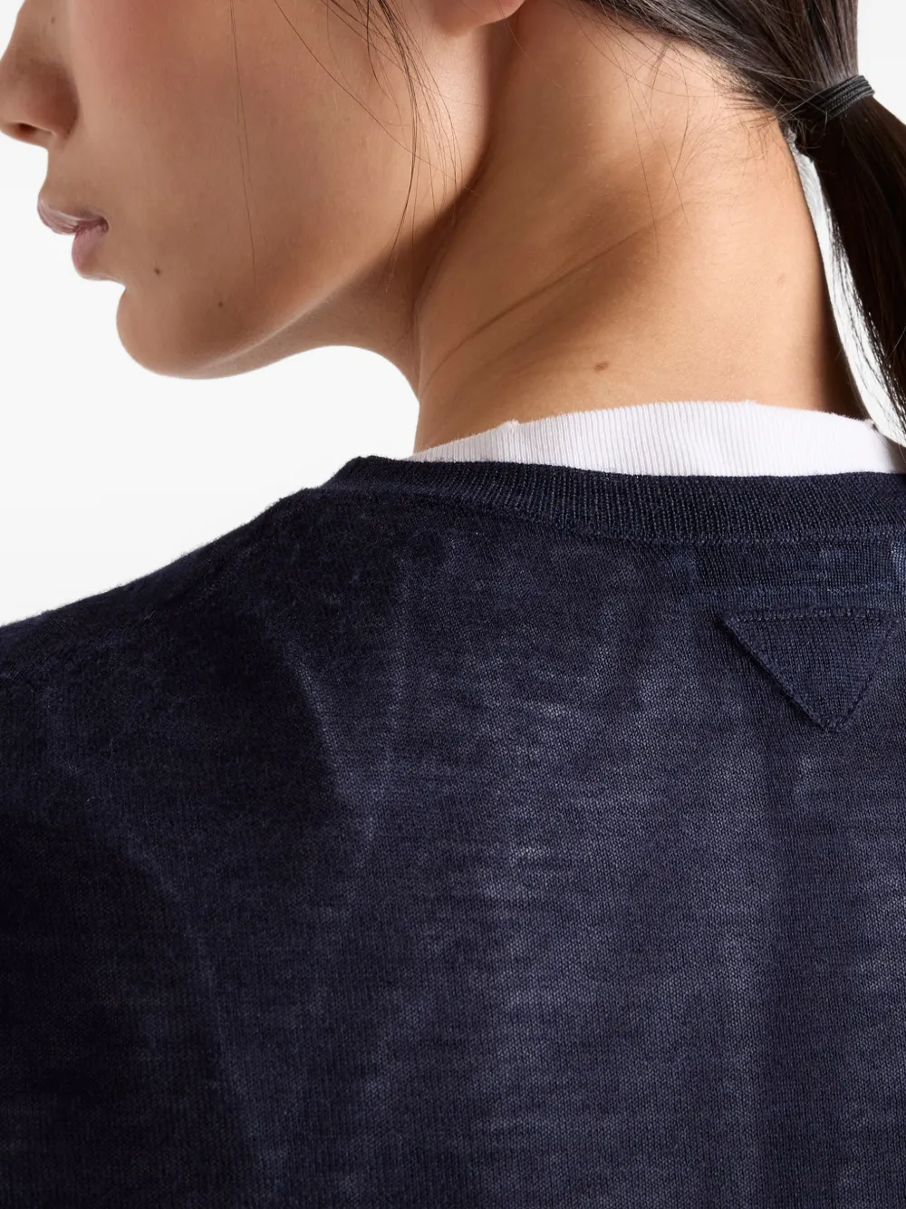 Prada Kasjmier en zijden trui met ronde hals Blauw