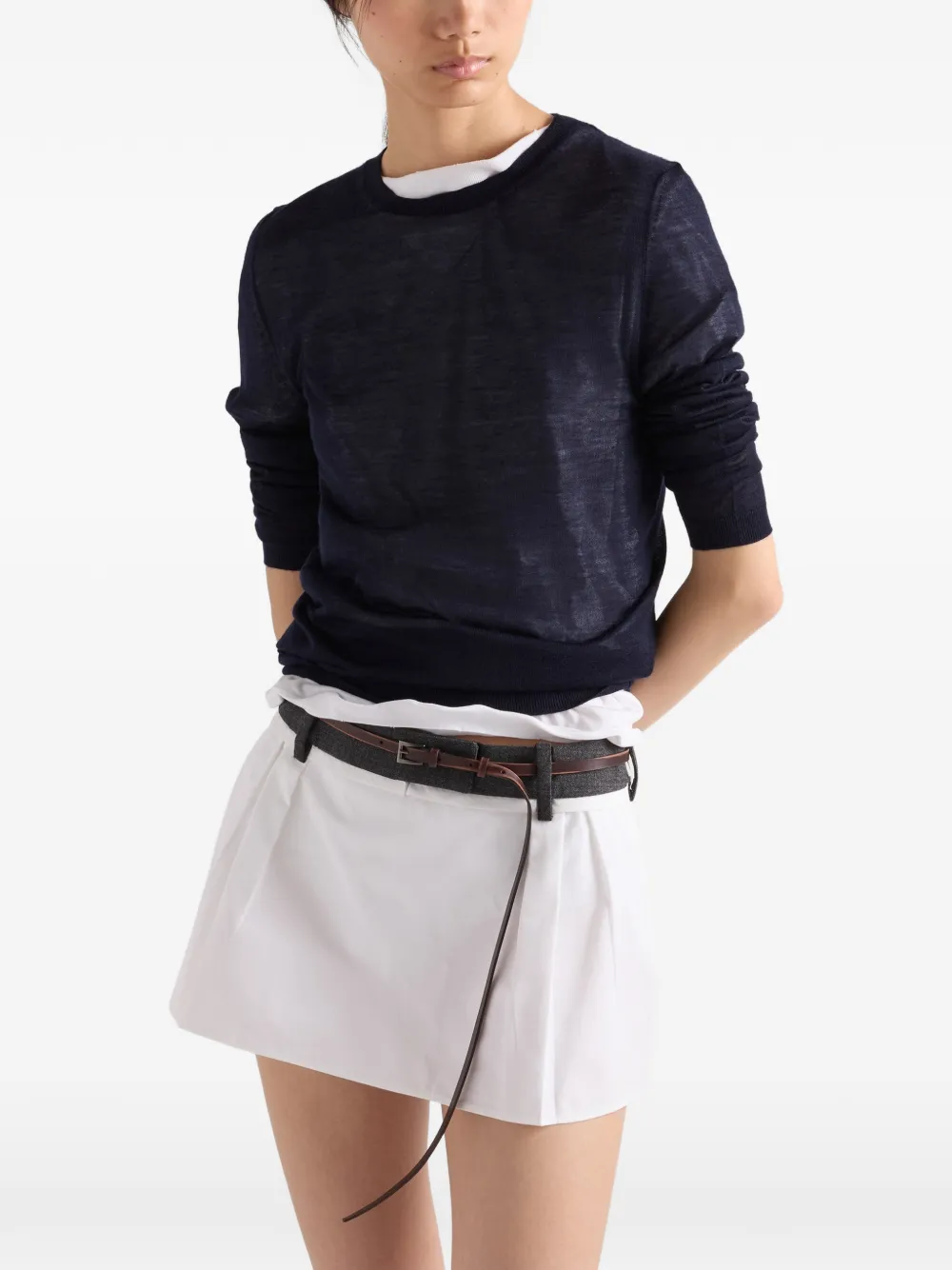  Prada Jersey Con Cuello Redondo - Azul 