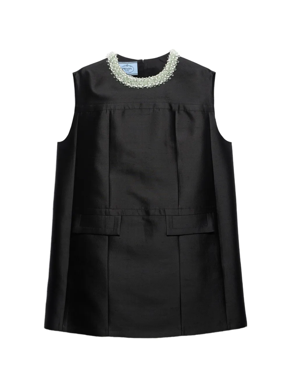 Prada embroidered double shantung dress - Nero