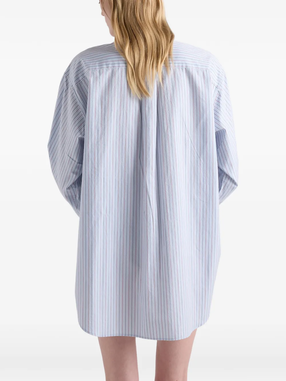 Prada Gestreepte katoenen blouse met halve rits Blauw