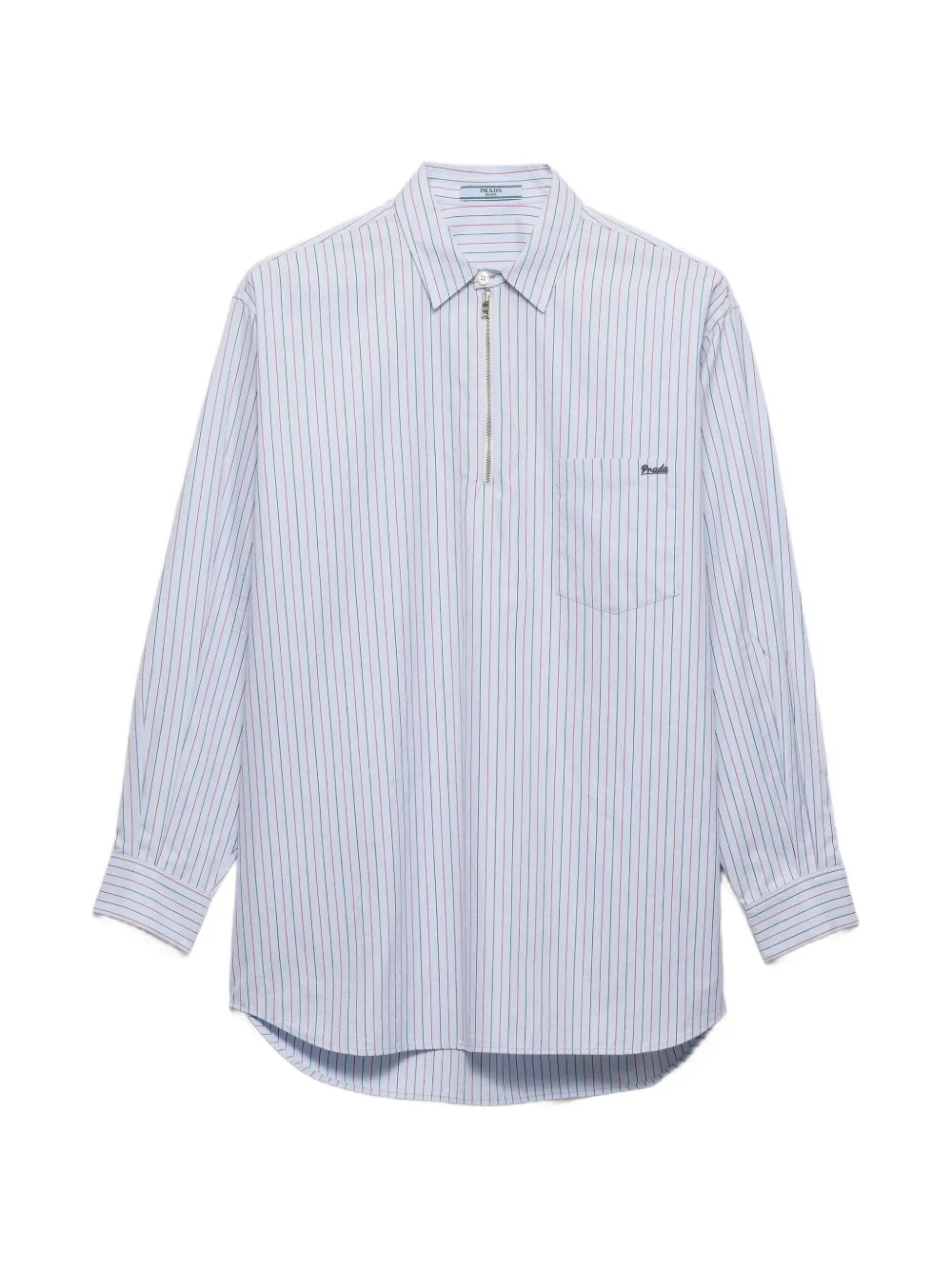 Prada striped cotton shirt with half-zipper - Blau