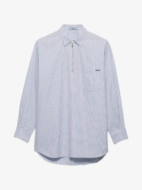 Prada striped cotton shirt with half-zipper