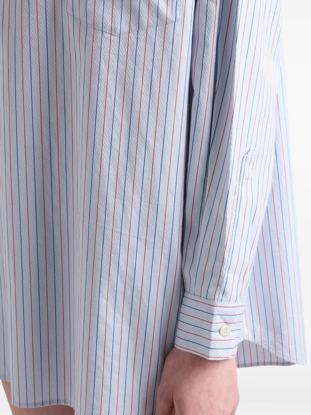 Prada Gestreepte katoenen blouse met halve rits Blauw