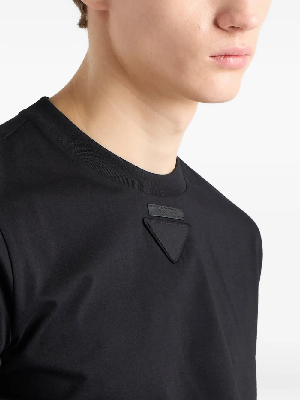 Prada Vormbaar katoenen T-shirt Zwart