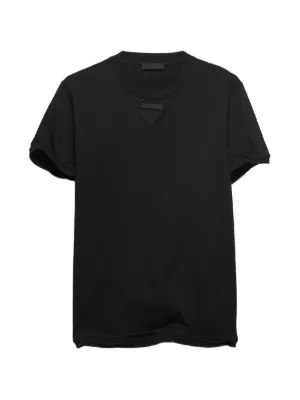 Prada logo-patch Cotton T-shirt | Black | FARFETCH