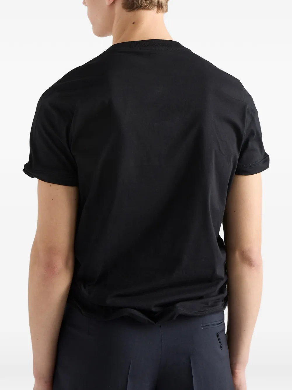 Prada Vormbaar katoenen T-shirt Zwart
