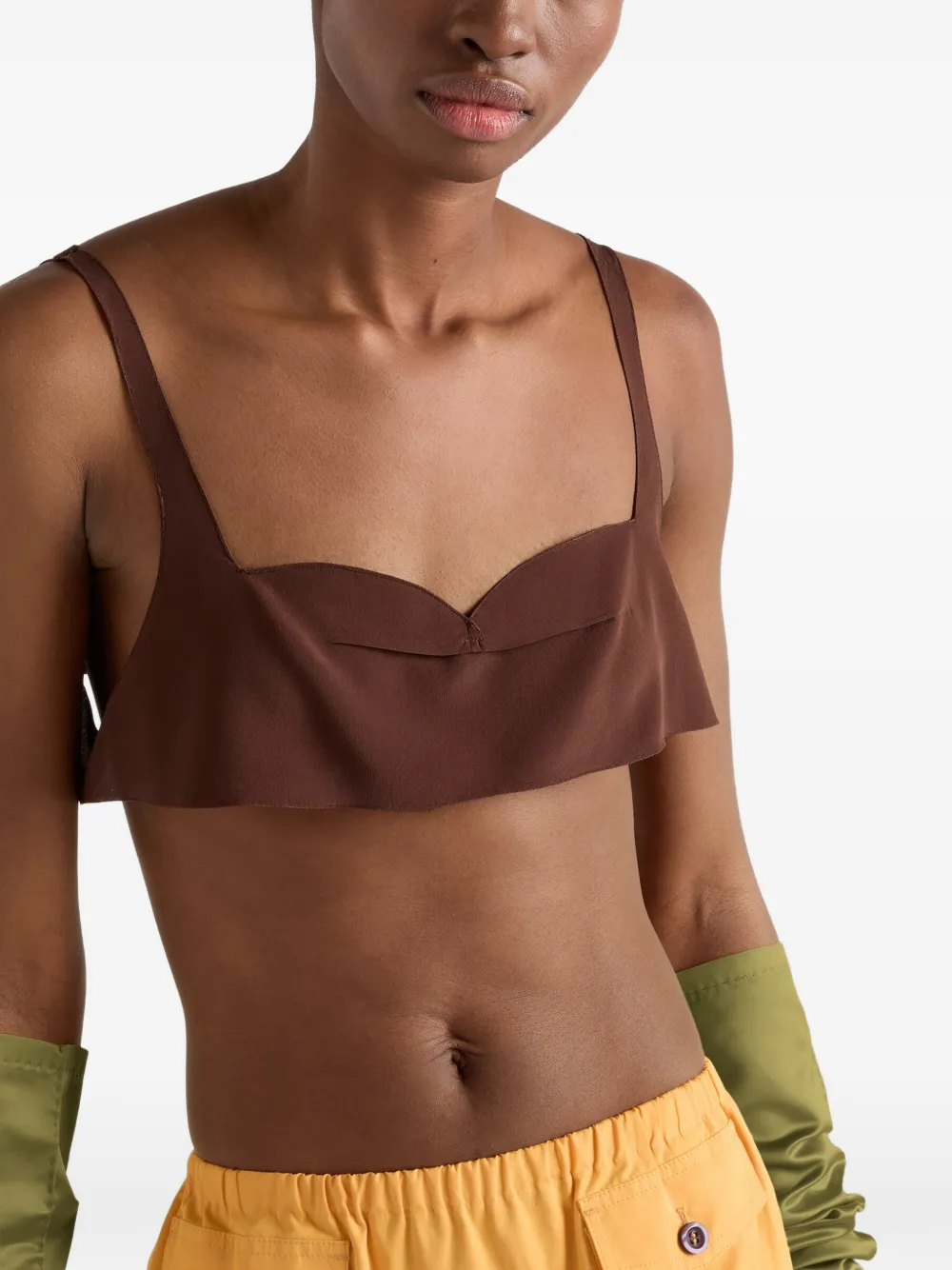  Prada Crepe De Chine Top - Brown 