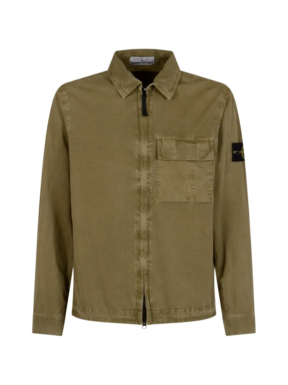 Stone Island logo-patch chest-pocket overshirt - Grün