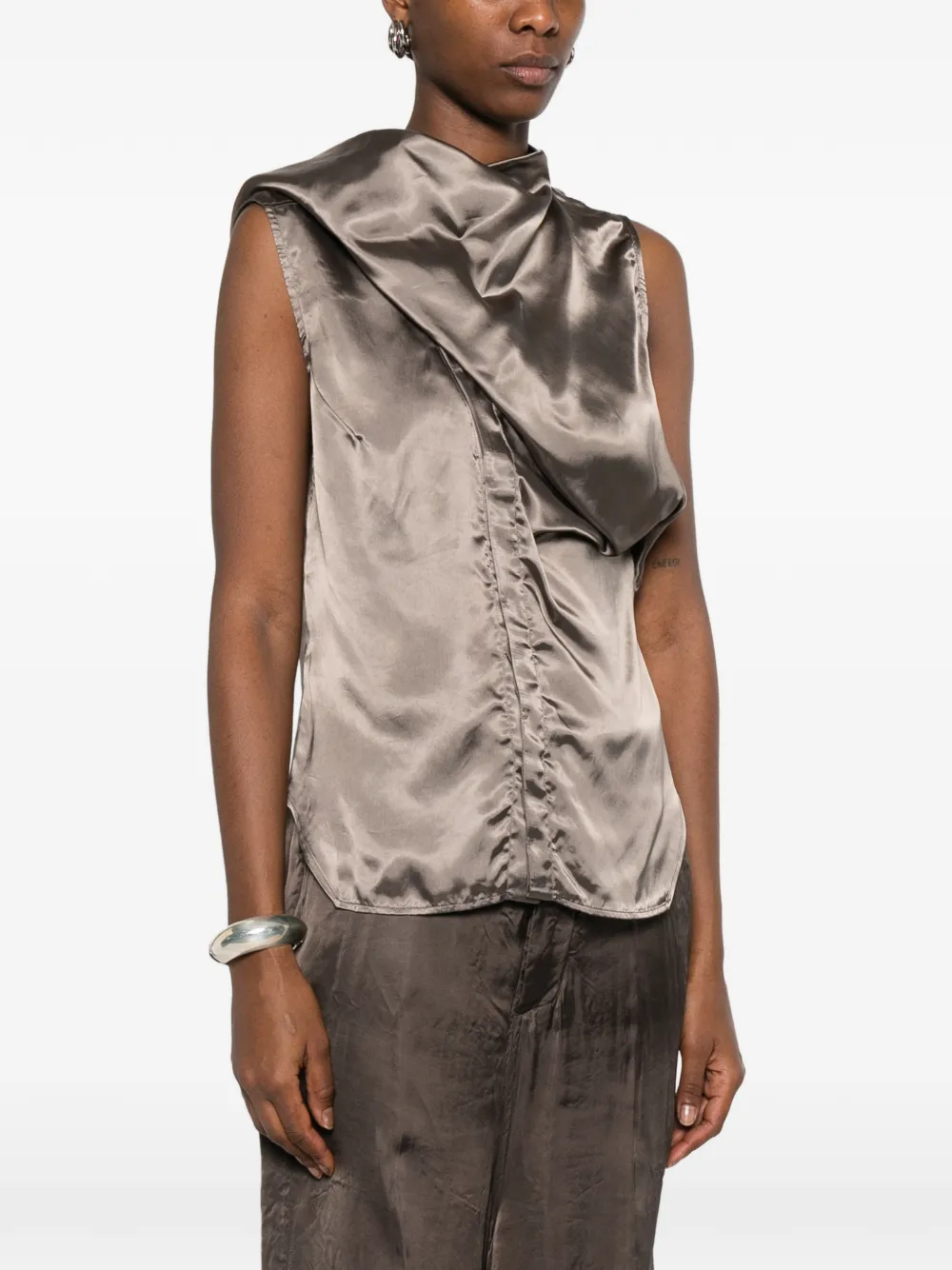 Rick Owens SL Island blouse met ruches Bruin