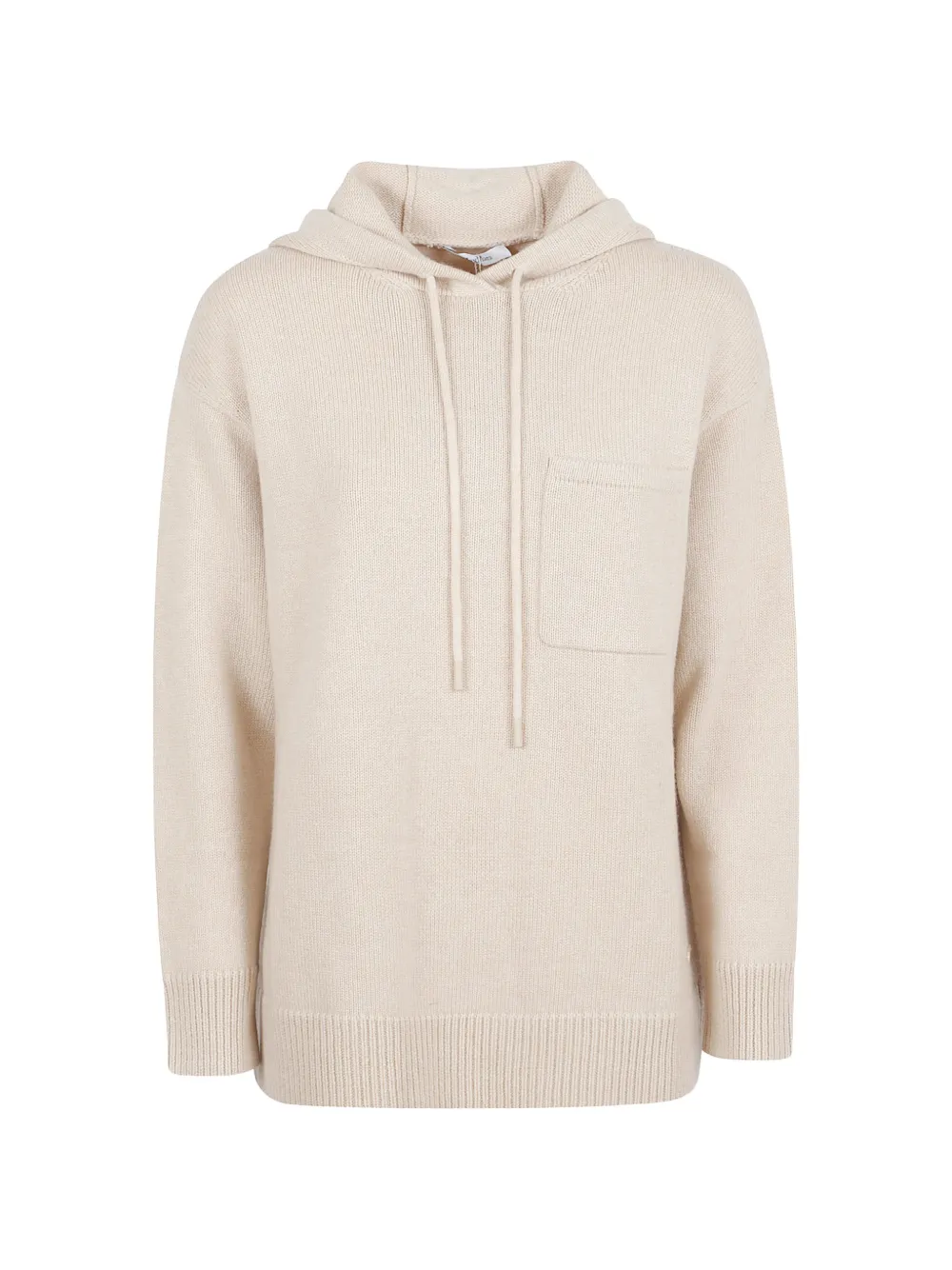Max Mara Chest-pocket Hooded Sweater In Neutral