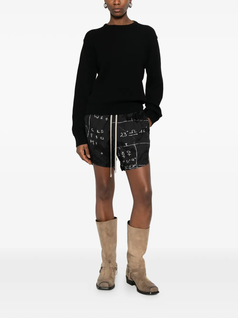 drawstring printed shorts