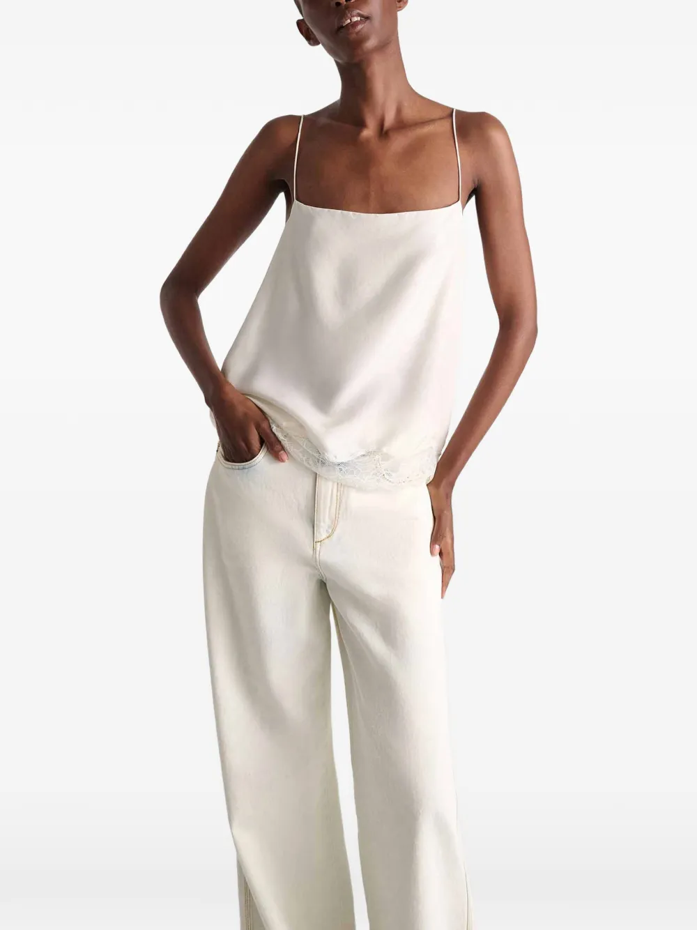  Dorothee Schumacher Habotai Silk Lace Trim Camisole - Neutrals 