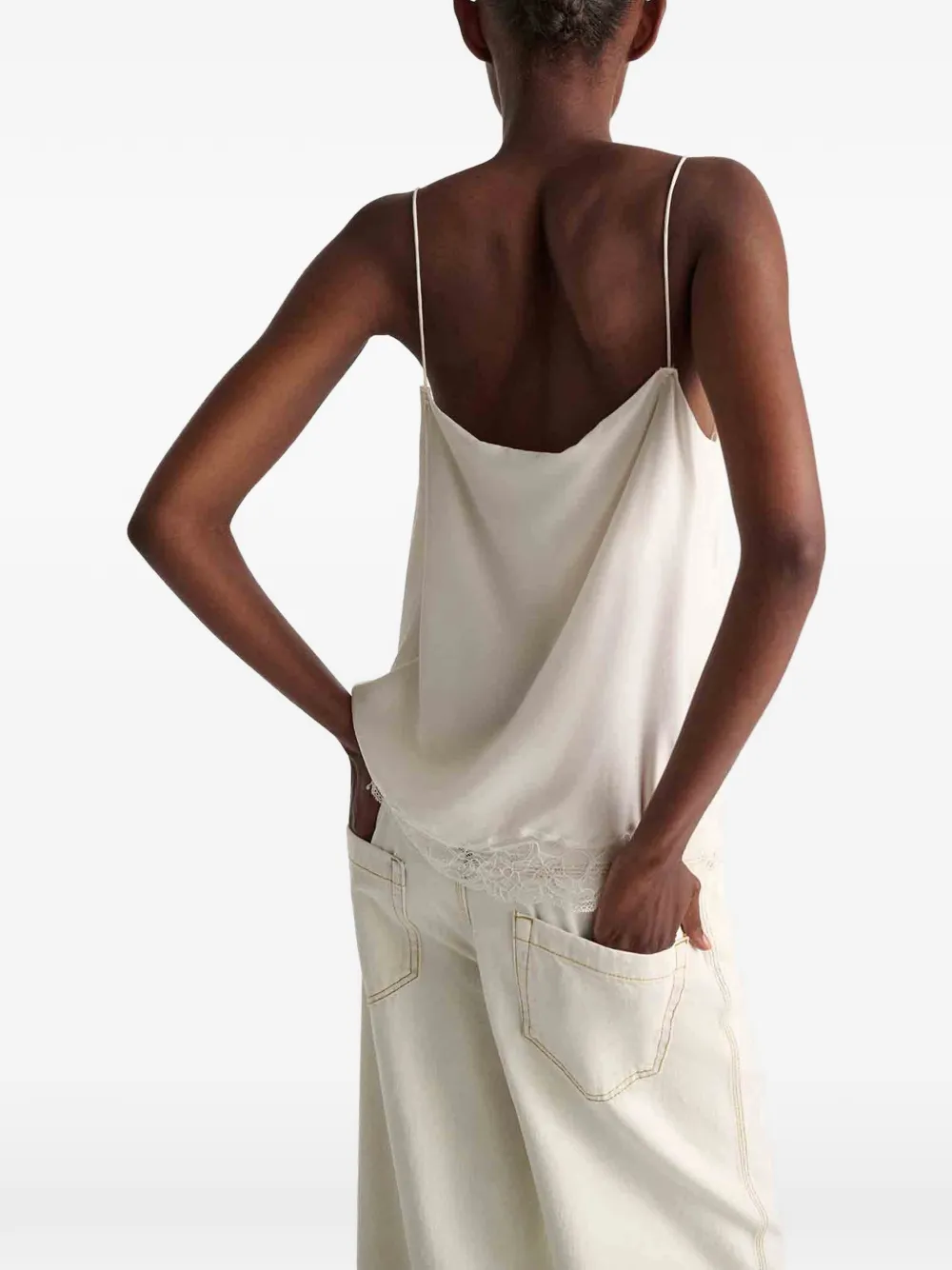  Dorothee Schumacher Habotai Silk Lace Trim Camisole - Neutrals 