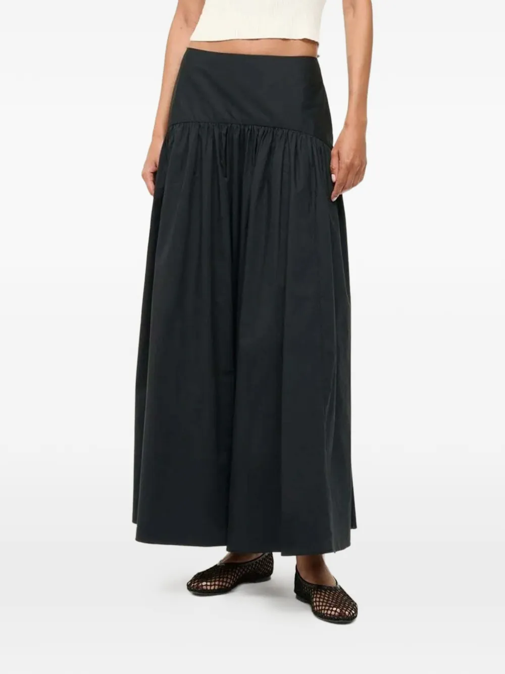 STAUD Procida gathered maxi skirt - Nero