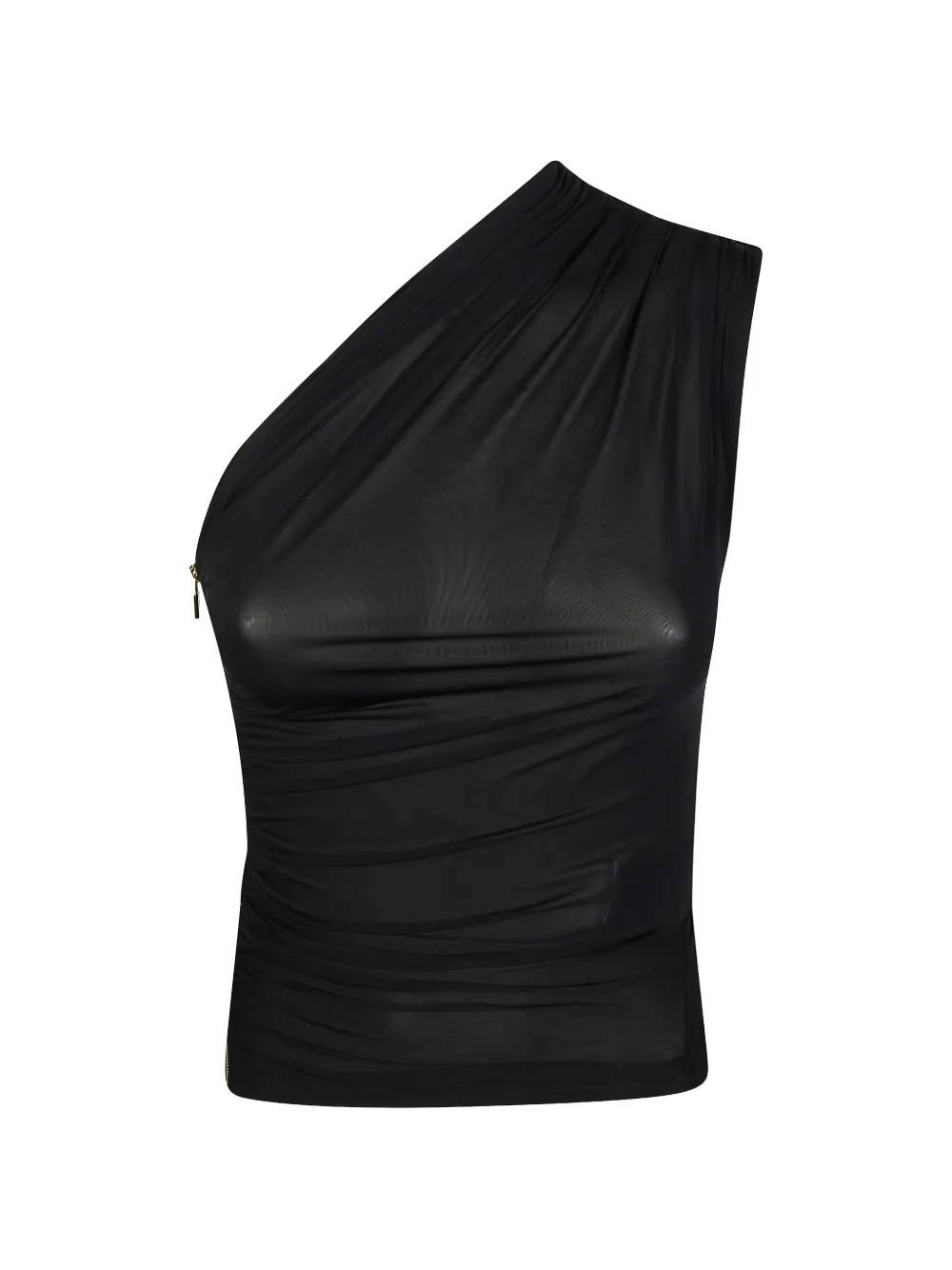 Elisabetta Franchi one-shoulder zip top - Nero