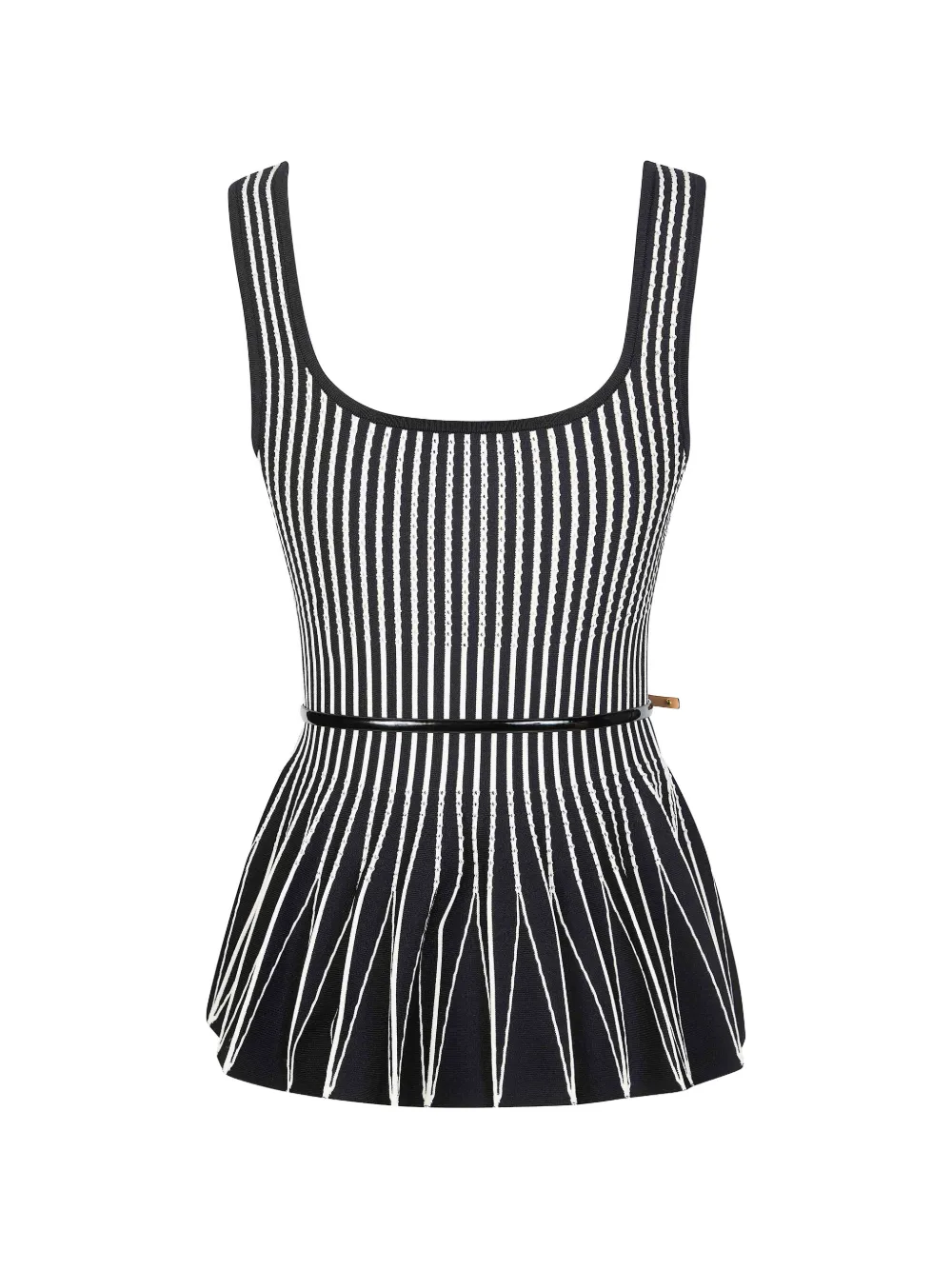  Elisabetta Franchi Striped Belted Top - Black 