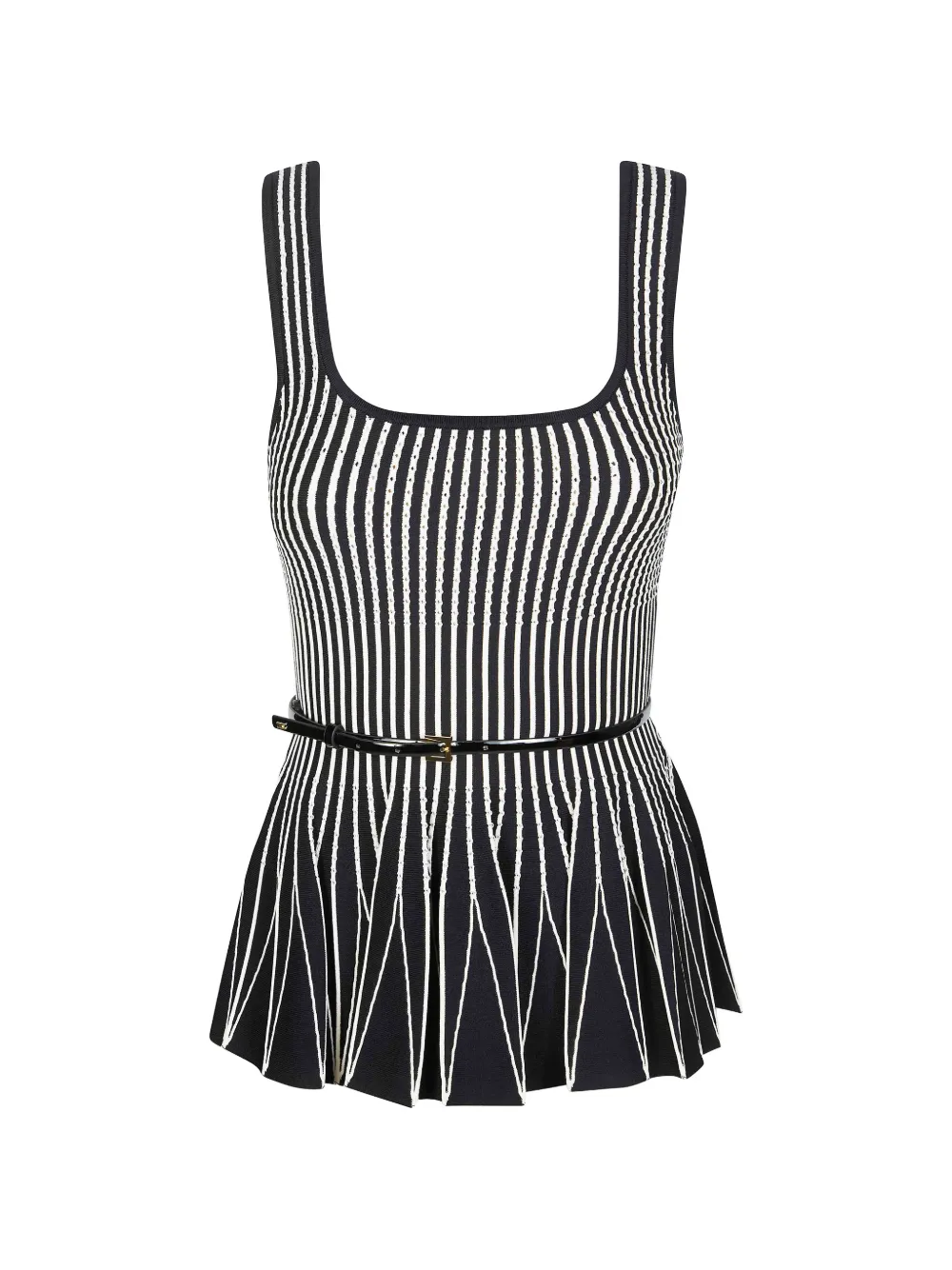 Elisabetta Franchi striped belted top - Nero