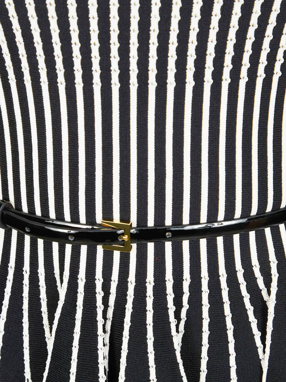  Elisabetta Franchi Striped Belted Top - Black 