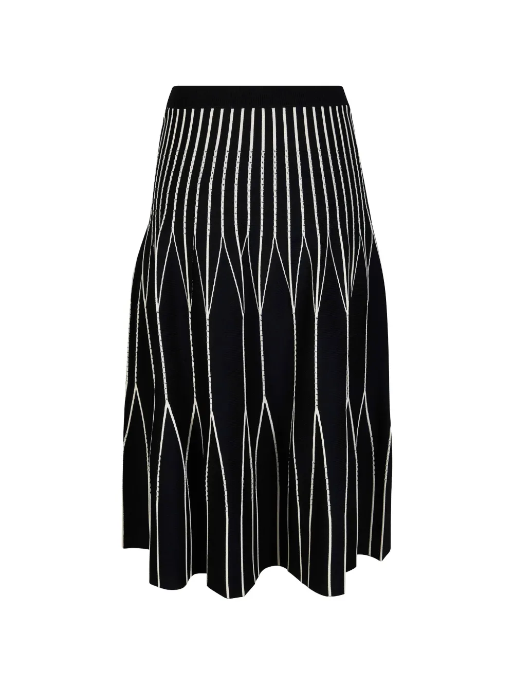  Elisabetta Franchi Knitted Geometric Midi Skirt - Black 