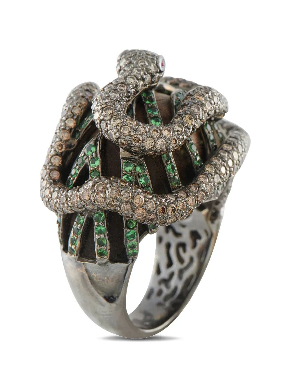 LB Exclusive diamond and sapphire snake-motif ring - Nero