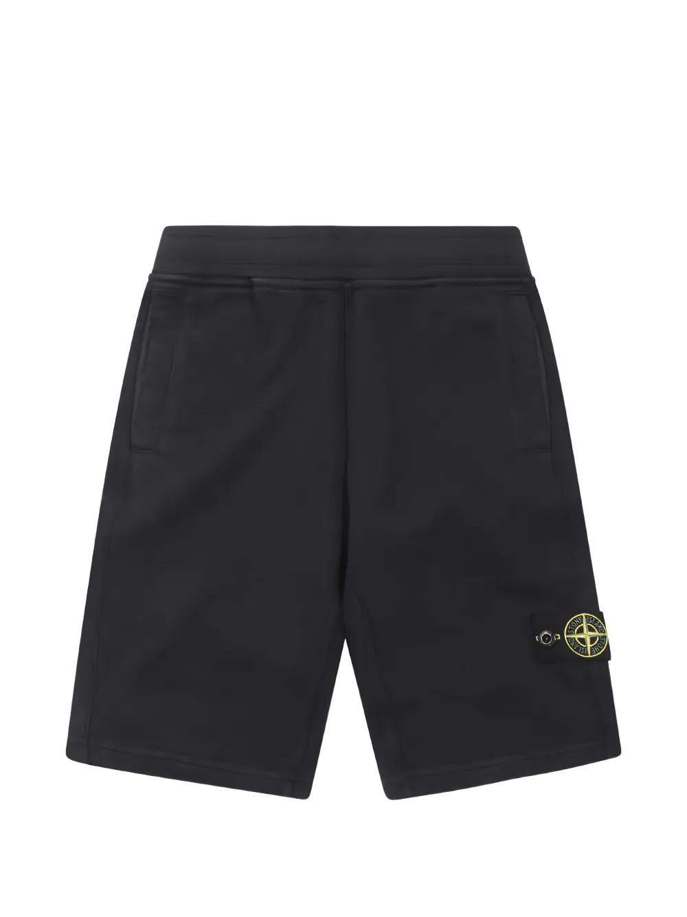 Stone Island Junior logo-patch cotton shorts - Blu