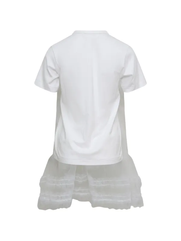 コムデギャルソン チュールレイヤードTシャツ 半袖カットソー ホワイト S Comme Des Garçons Girl チュールレイヤーラッフル Tシャツ | ホワイト