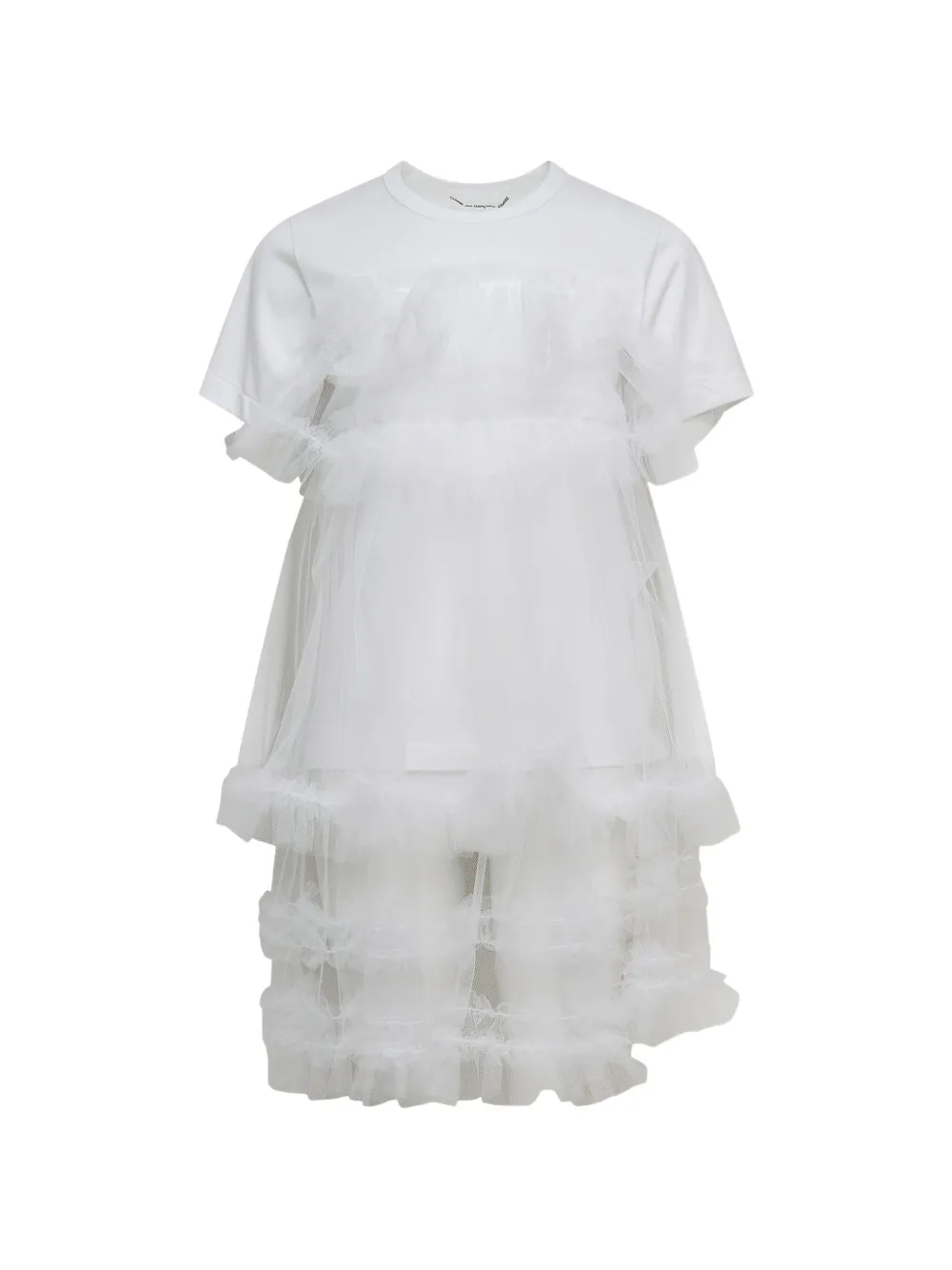 Comme Des Garçons Girl tulle-overlay ruffled T-shirt - Bianco