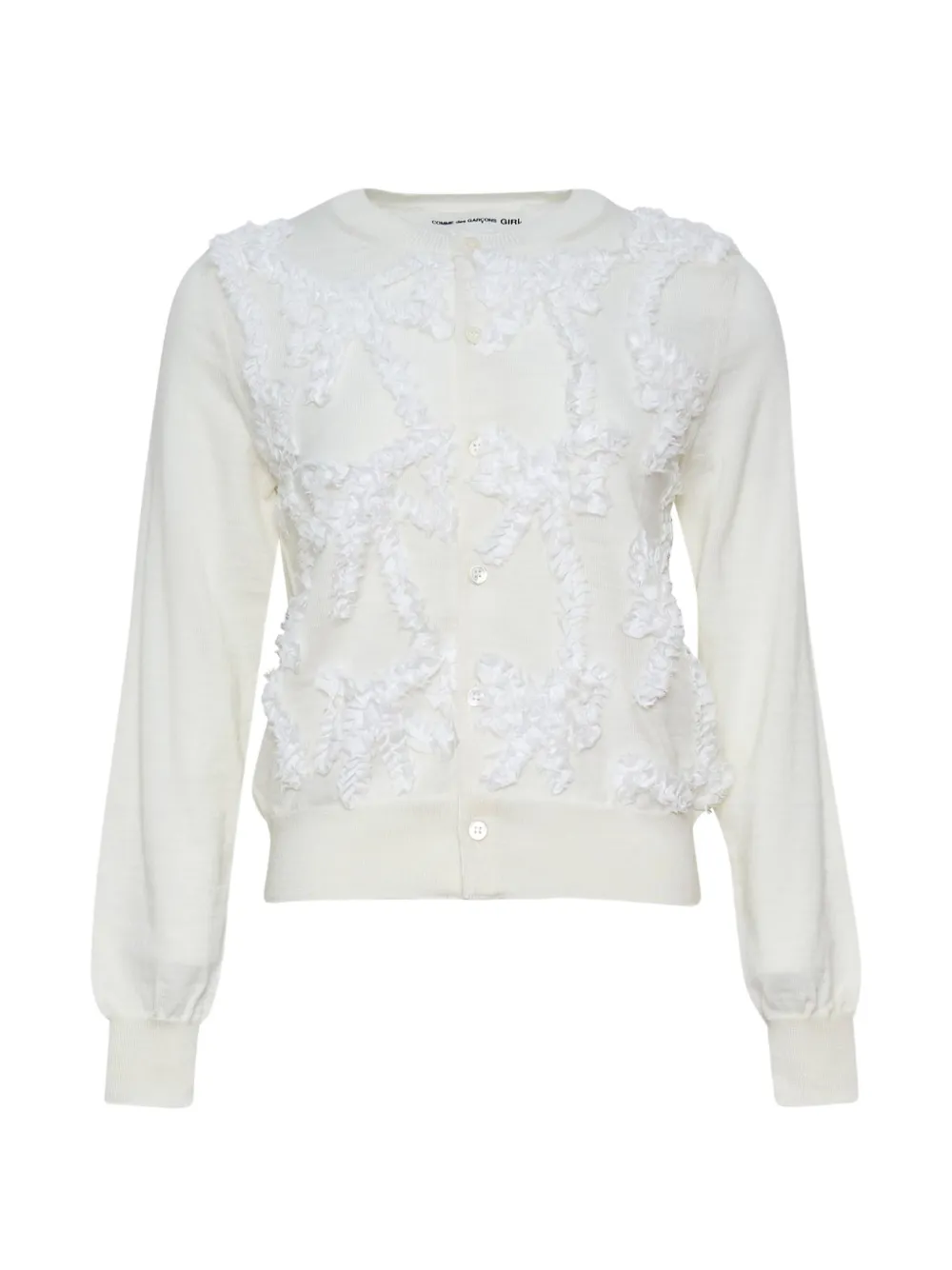 Comme Des Garçons Girl ruffled wool cardigan - Bianco