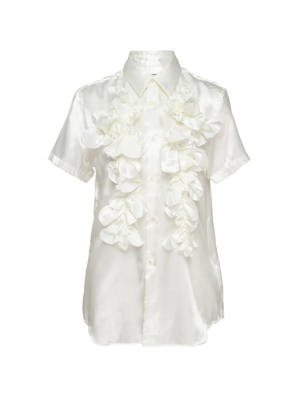 Comme Des Garçons Ruffle-trimmed Satin Shirt In Neutral