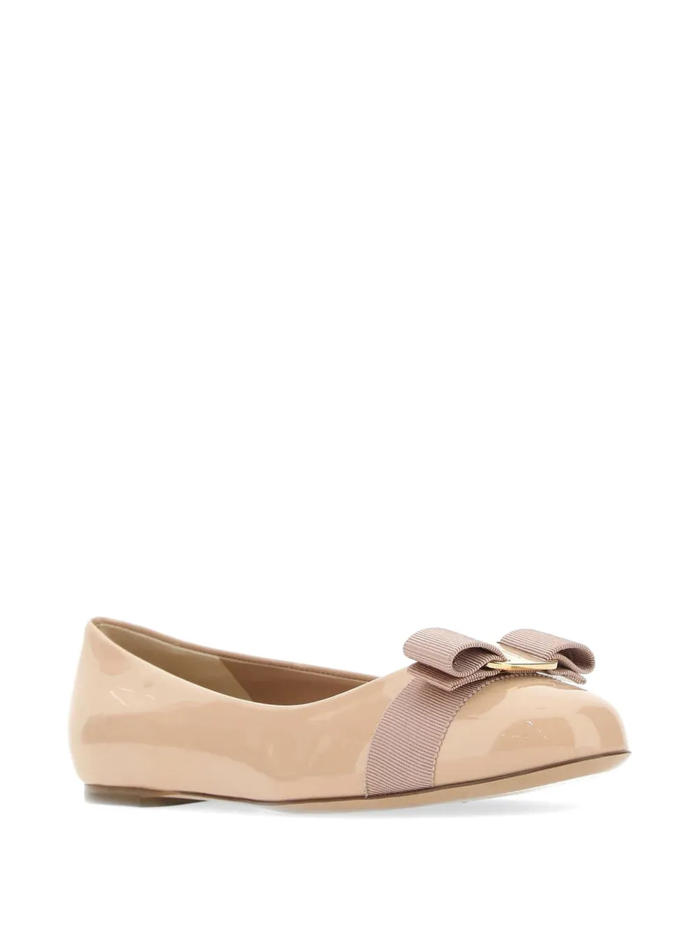Ferragamo Varina leather ballet flats Beige