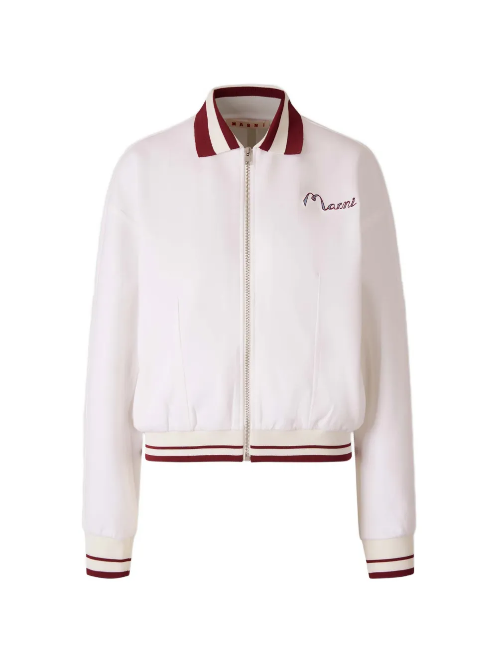 Marni logo embroidery bomber jacket - Weiß