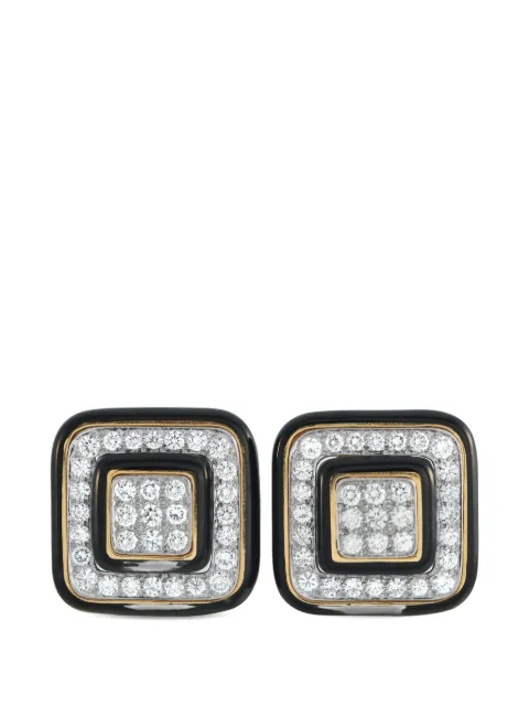 David Webb diamond squared clip-on earrings