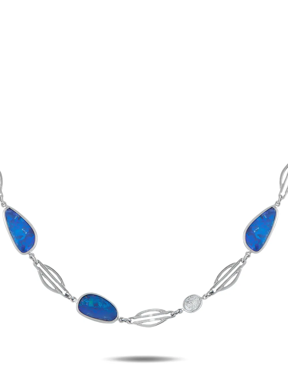 LB Exclusive diamond and opal platinum necklace - Argento