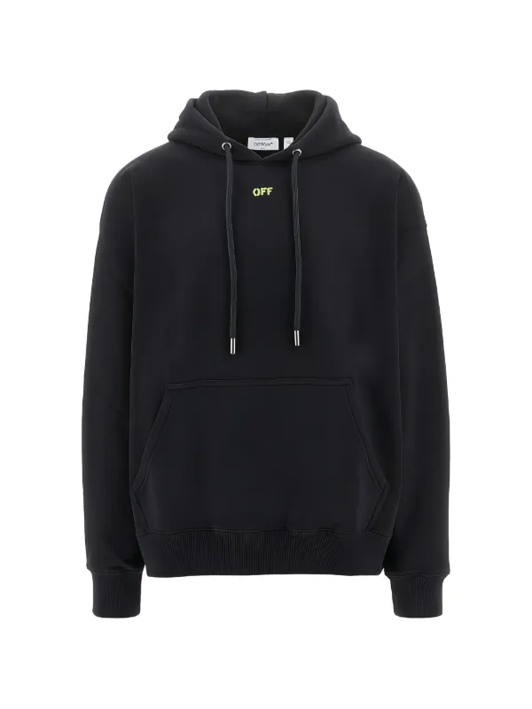 Off-White Cotton Hooded Sweatshirt in Black