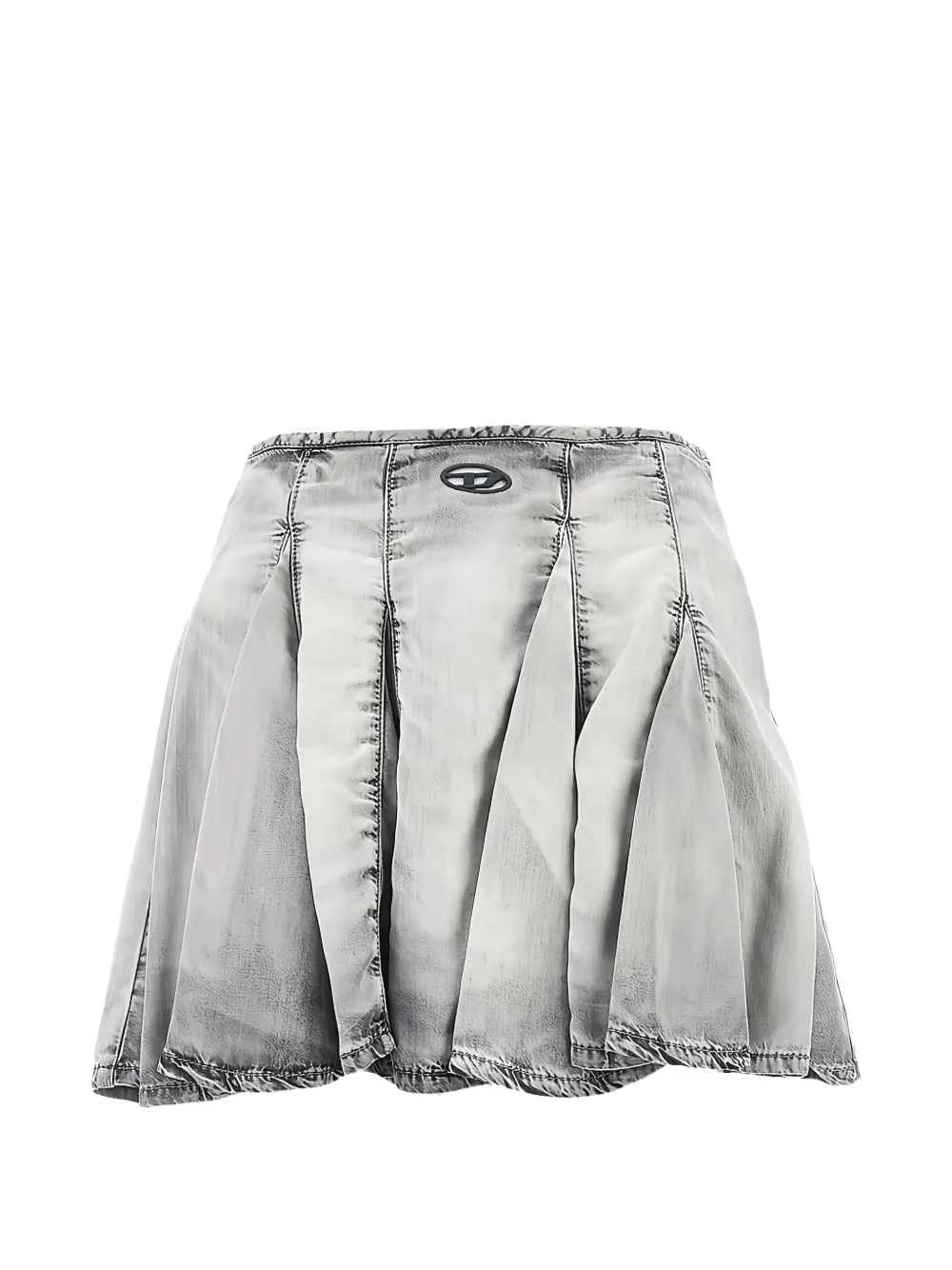 Diesel logo-detail pleated mini skirt - Grigio