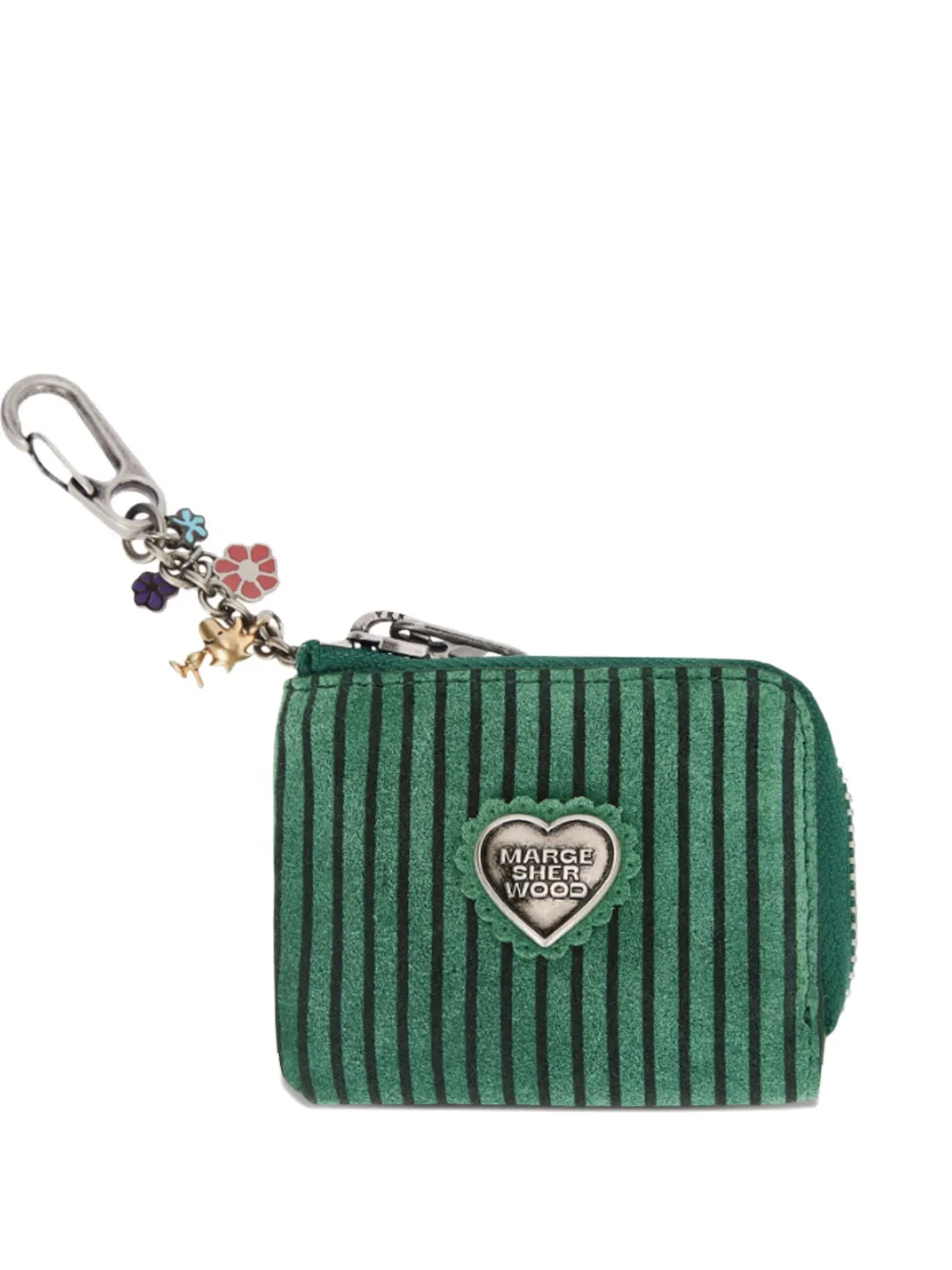 Marge Sherwood stripe-print heart-plaque coin purse - Verde