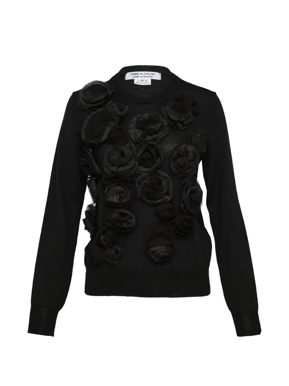 Comme Des Garçons Comme Des Garçons floral-appliqué sweater - Black