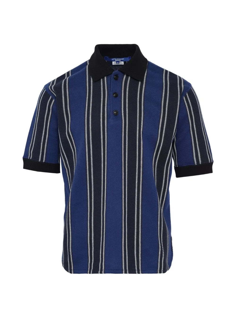 Junya Watanabe striped knit polo shirt - Blu