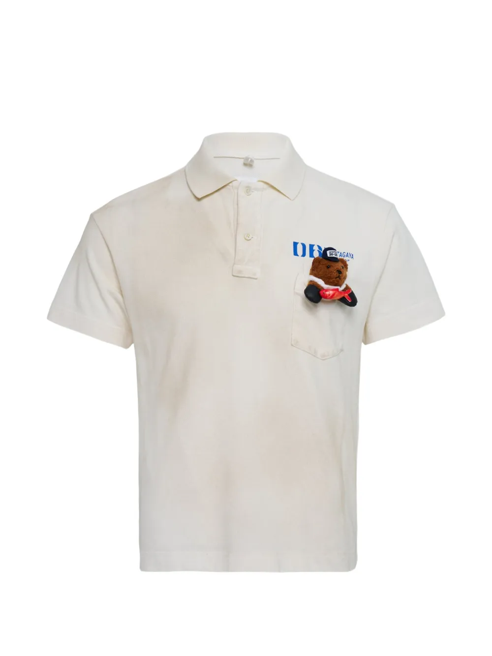 Doublet bear-appliqué polo shirt - Bianco