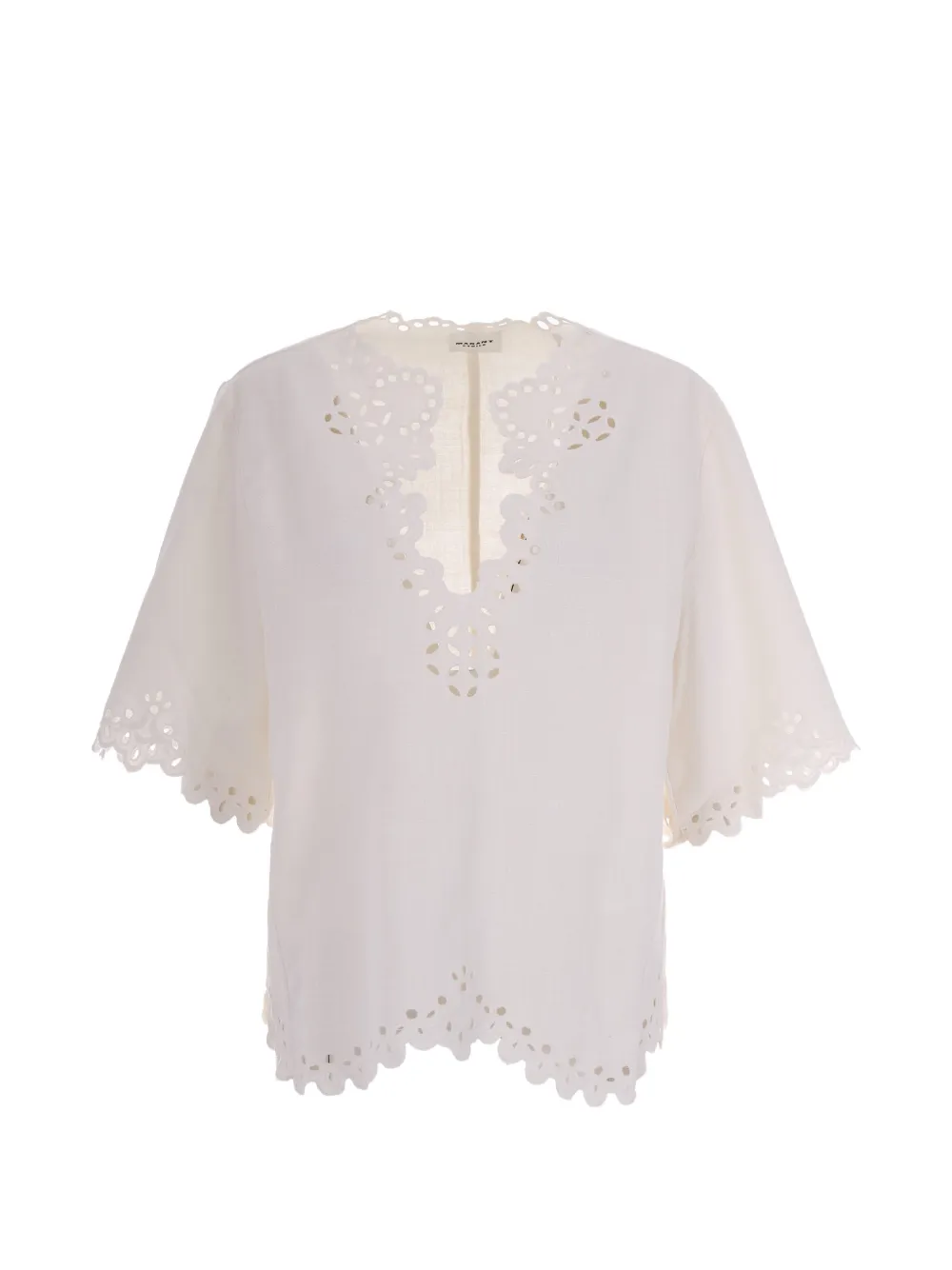 MARANT ÉTOILE embroidered V-neck top - Bianco