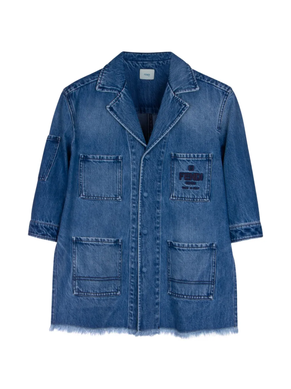 Fendi Kids Giacca fringed shirt - Blu