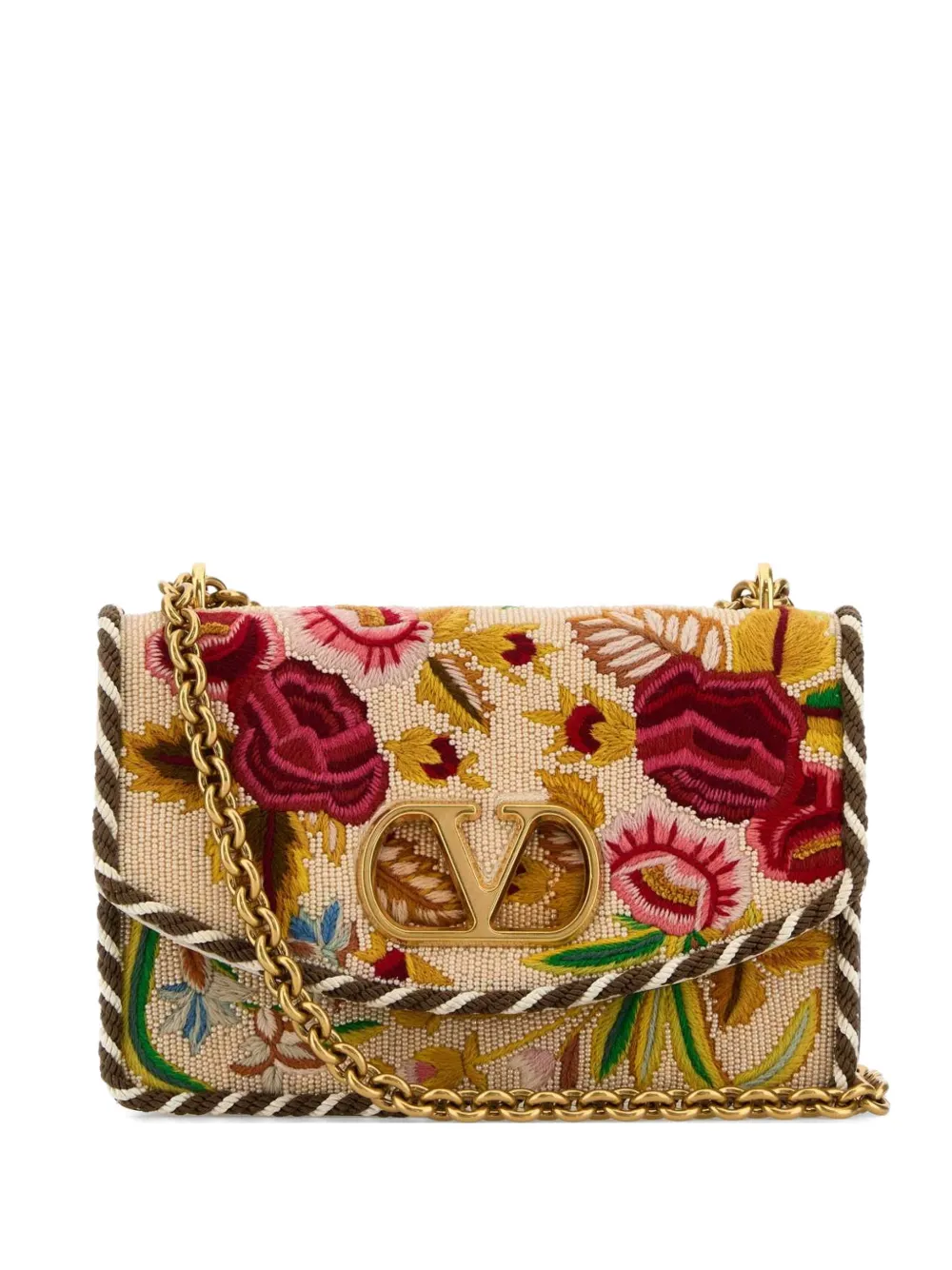 Valentino Garavani embroidered vain shoulder bag - Toni neutri