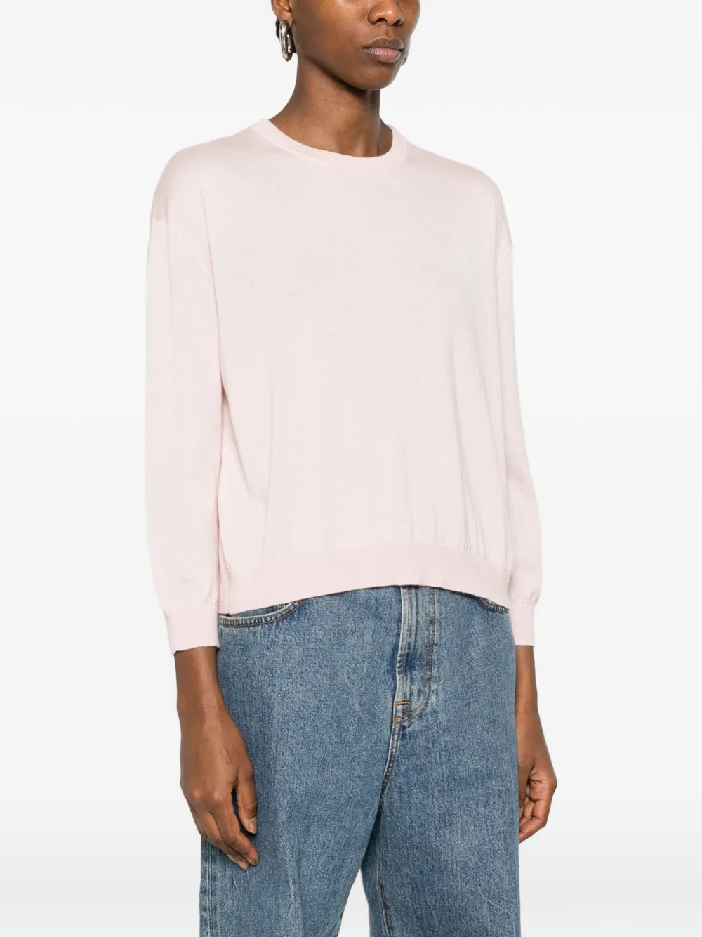  Beyou Ribbed-hem Sweater - Pink 