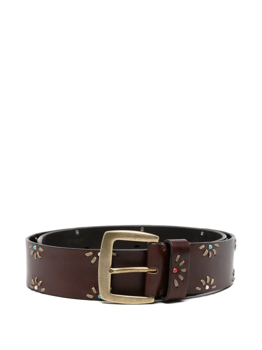 Puntovita&Arsenico embroidered beaded belt - Marrone