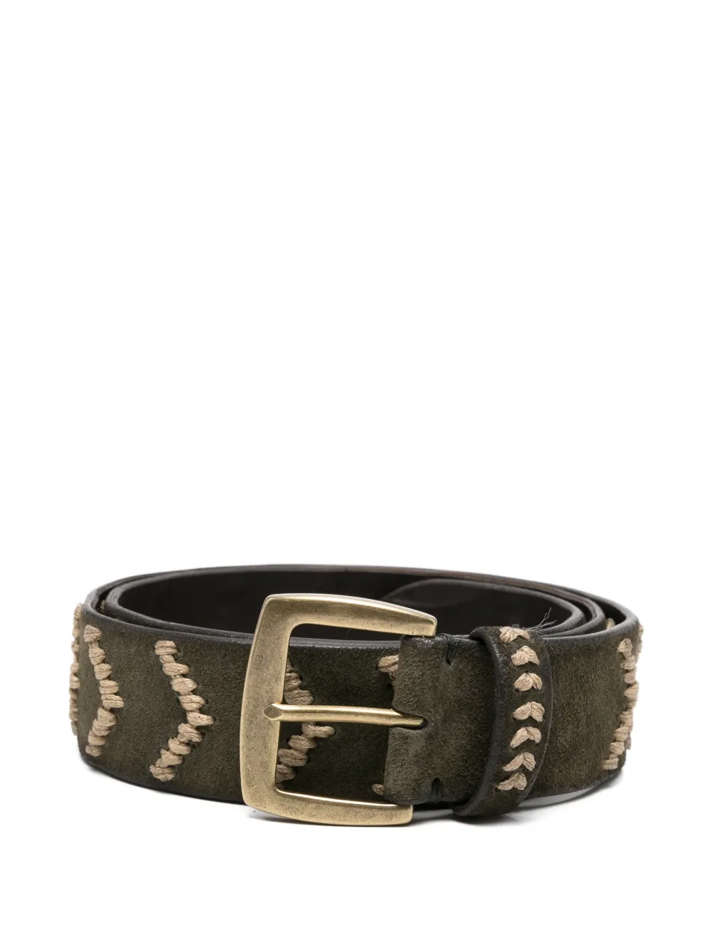Puntovita&Arsenico whipstitch chevron-pattern belt - Verde