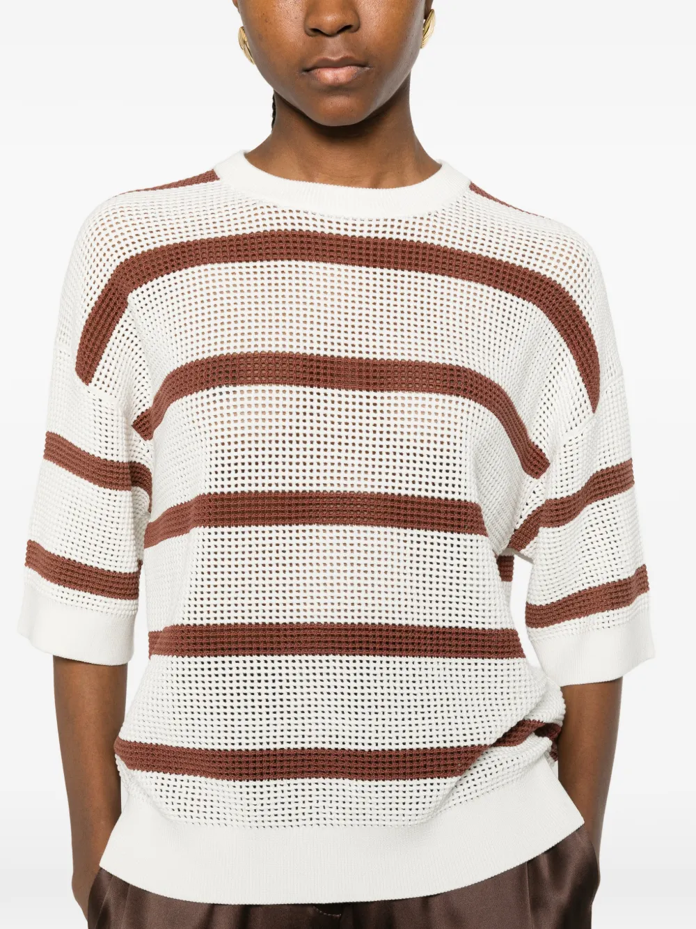 Striped Perforated Sweater