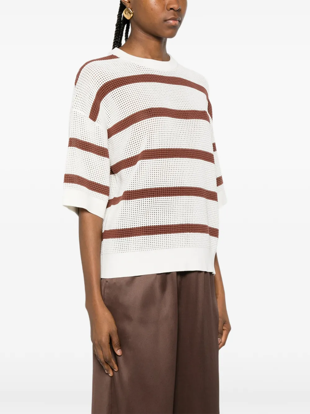 Striped Perforated Sweater