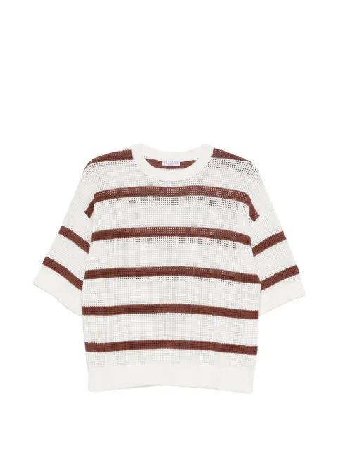 Brunello Cucinelli suéter con perforaciones y motivo de rayas