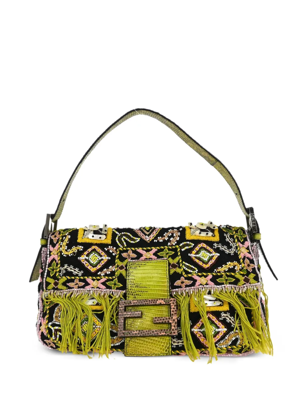 Fendi Pre-Owned 2000 beaded baguette handbag - Nero